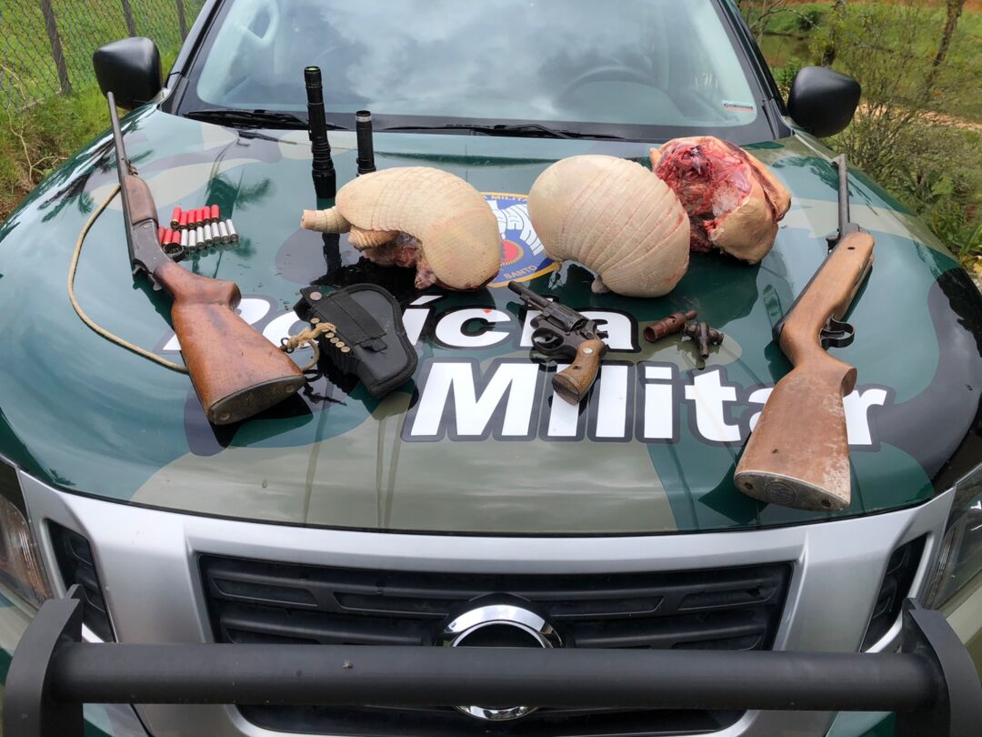 <strong>Armas e animais abatidos são apreendidos e homem é detido em Domingos Martins</strong>