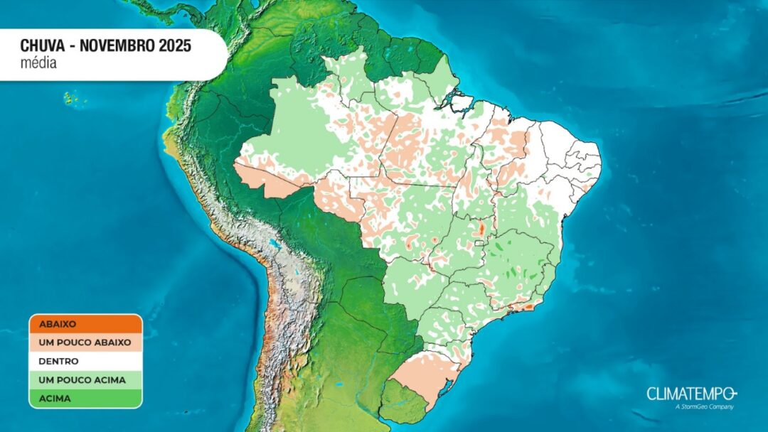 Novembro com previsão de chuva acima da média em regiões brasileiras