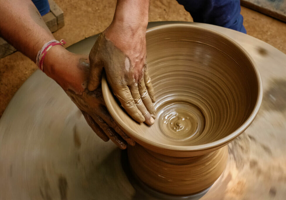 Pottery,-,Skilled,Wet,Hands,Of,Potter,Shaping,The,Clay