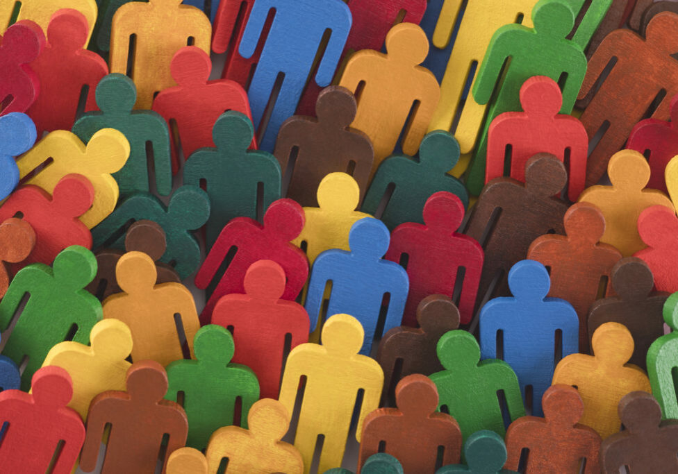 Colorful painted group of people figures